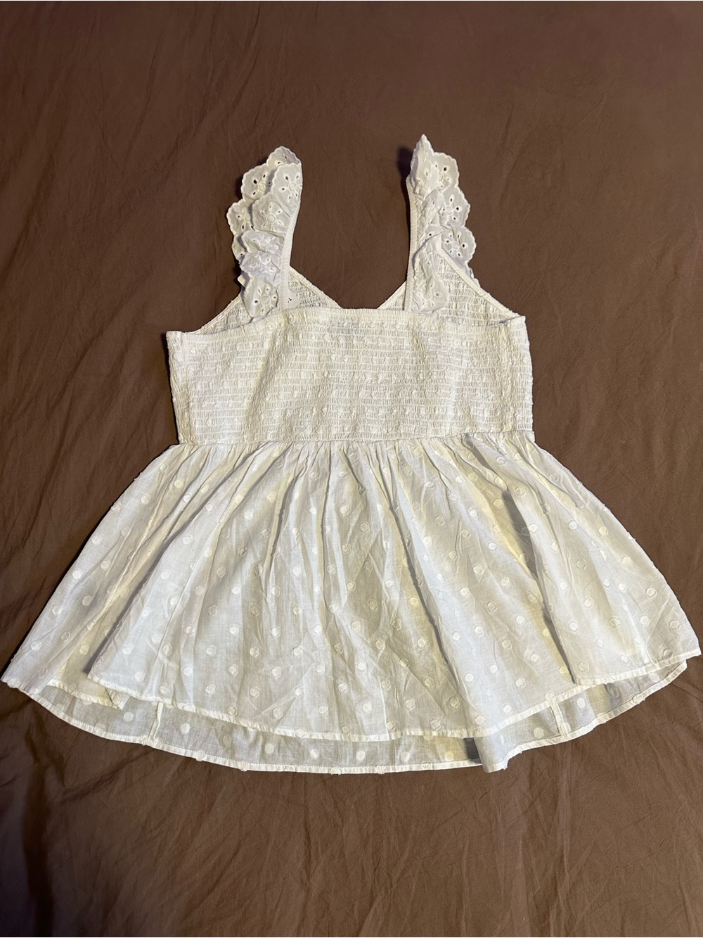 Torrid Bright White Eyelet Smocked Babydoll Tank - Picture 2 of 9